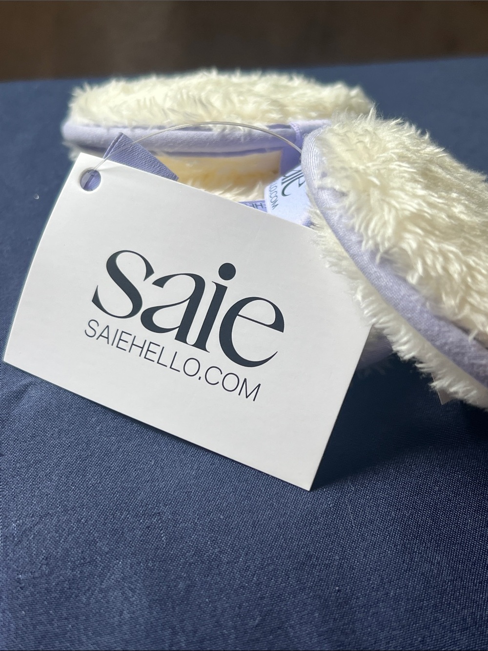 Saie Cream Plush Reusable Beauty Rounds Makeup Remover Pads with Lavender Edge